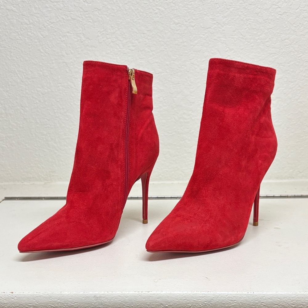 Christian Louboutin Red Suede Heeled Boots